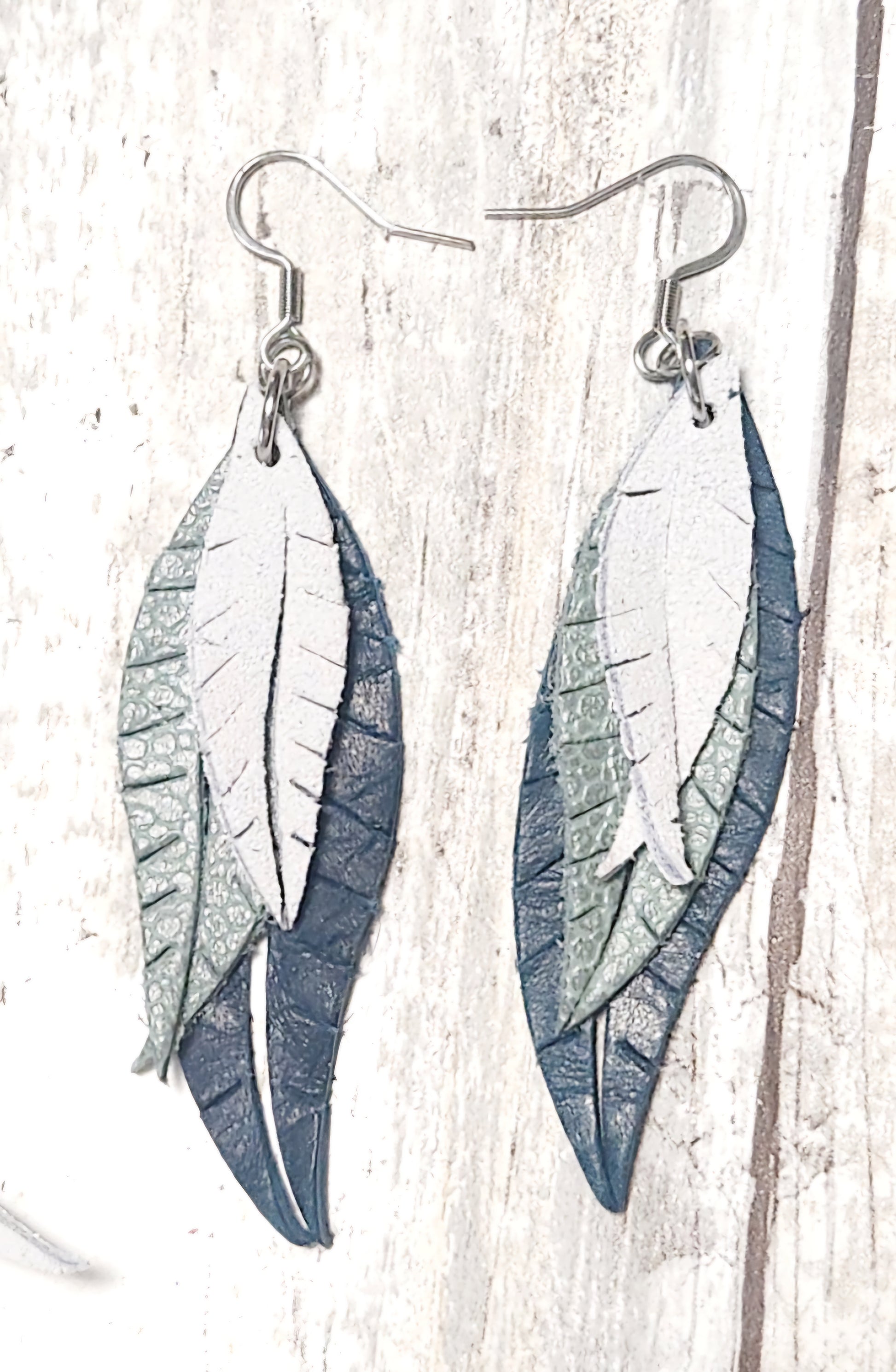 Kai - lightweight leather earrings - three layered earring