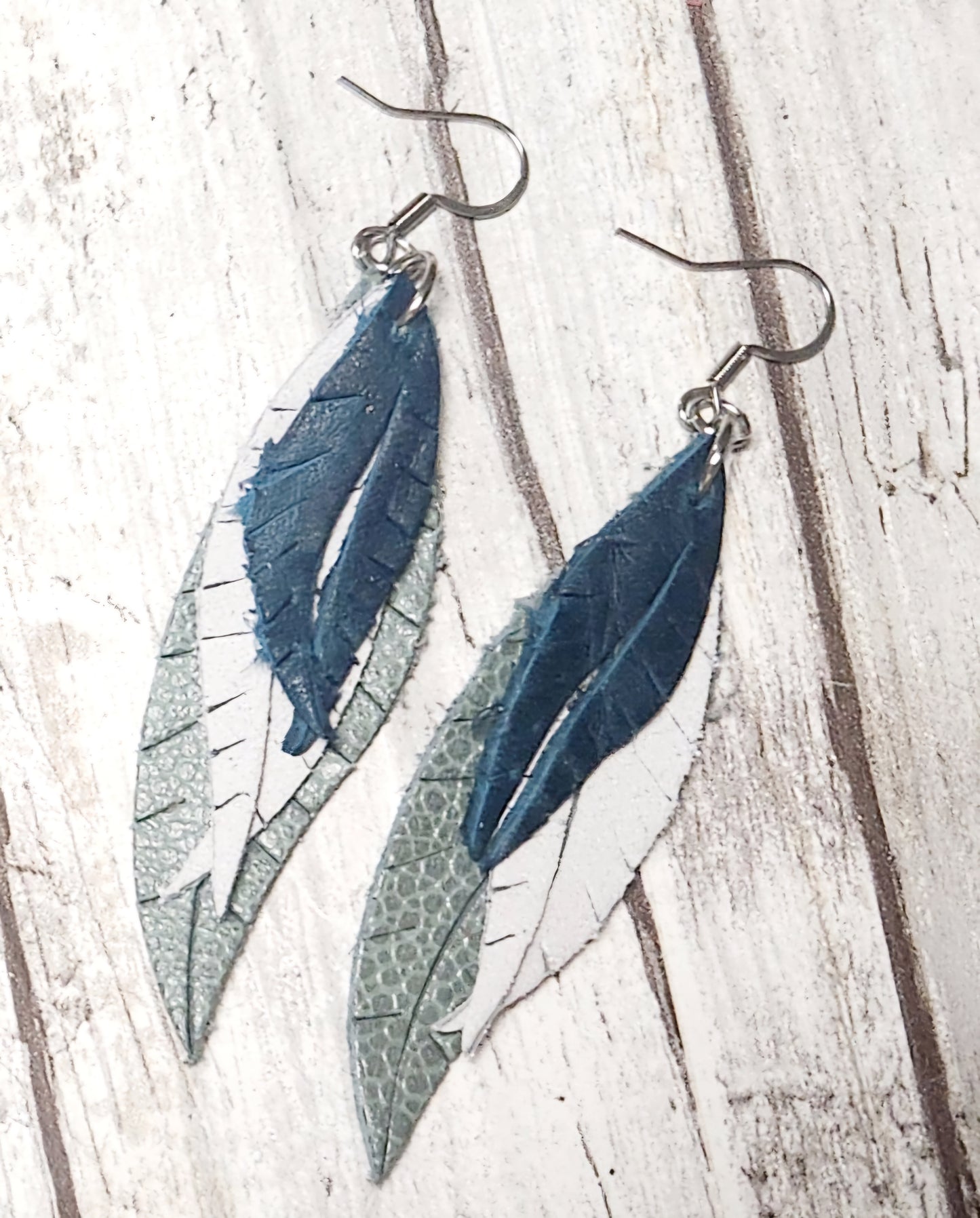 Kai - lightweight leather earrings - three layered earring