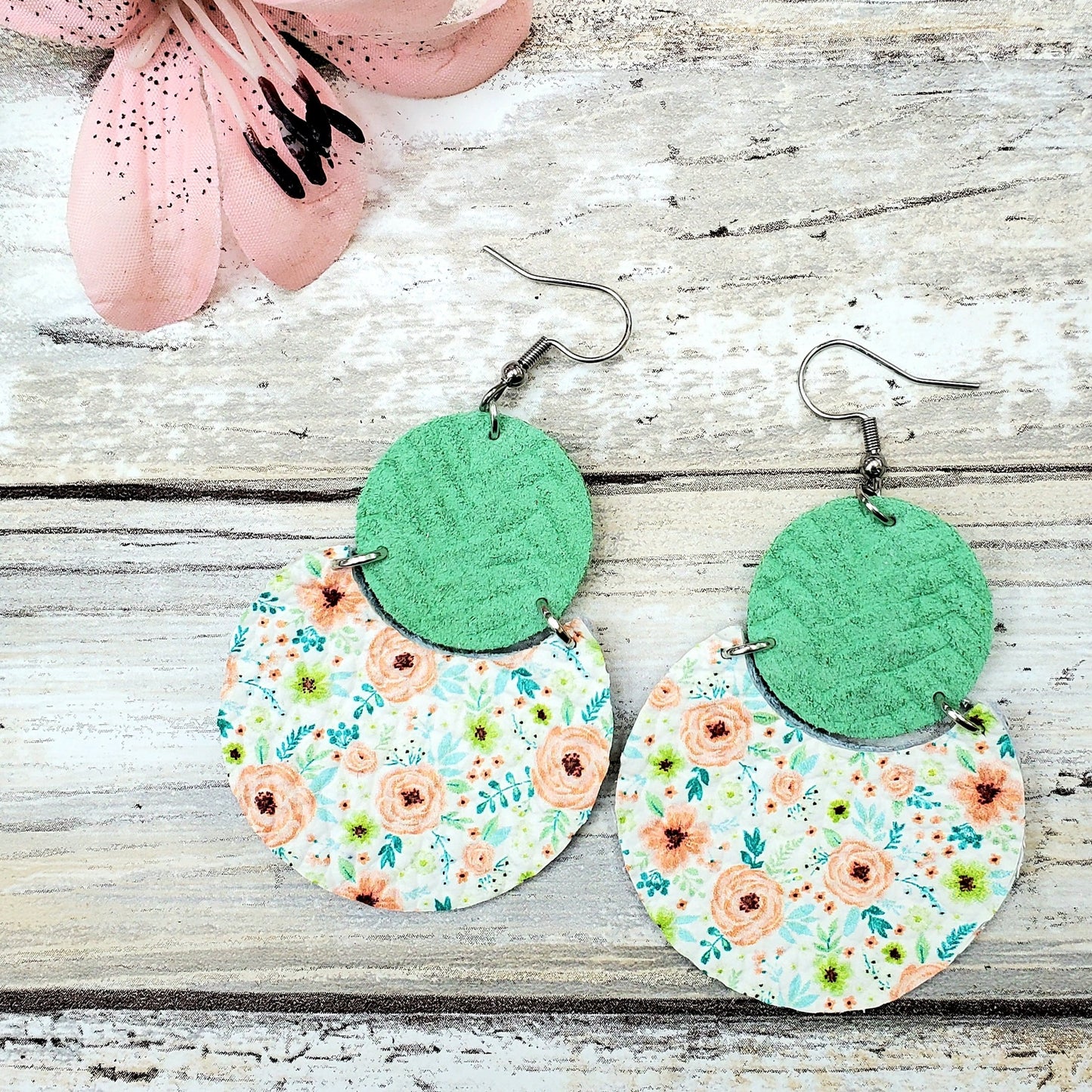 Babs - two pieced leather earrings - circle leather earrings - multiple colors available