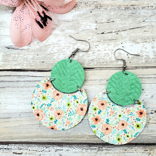 Babs - two pieced leather earrings - circle leather earrings - multiple colors available