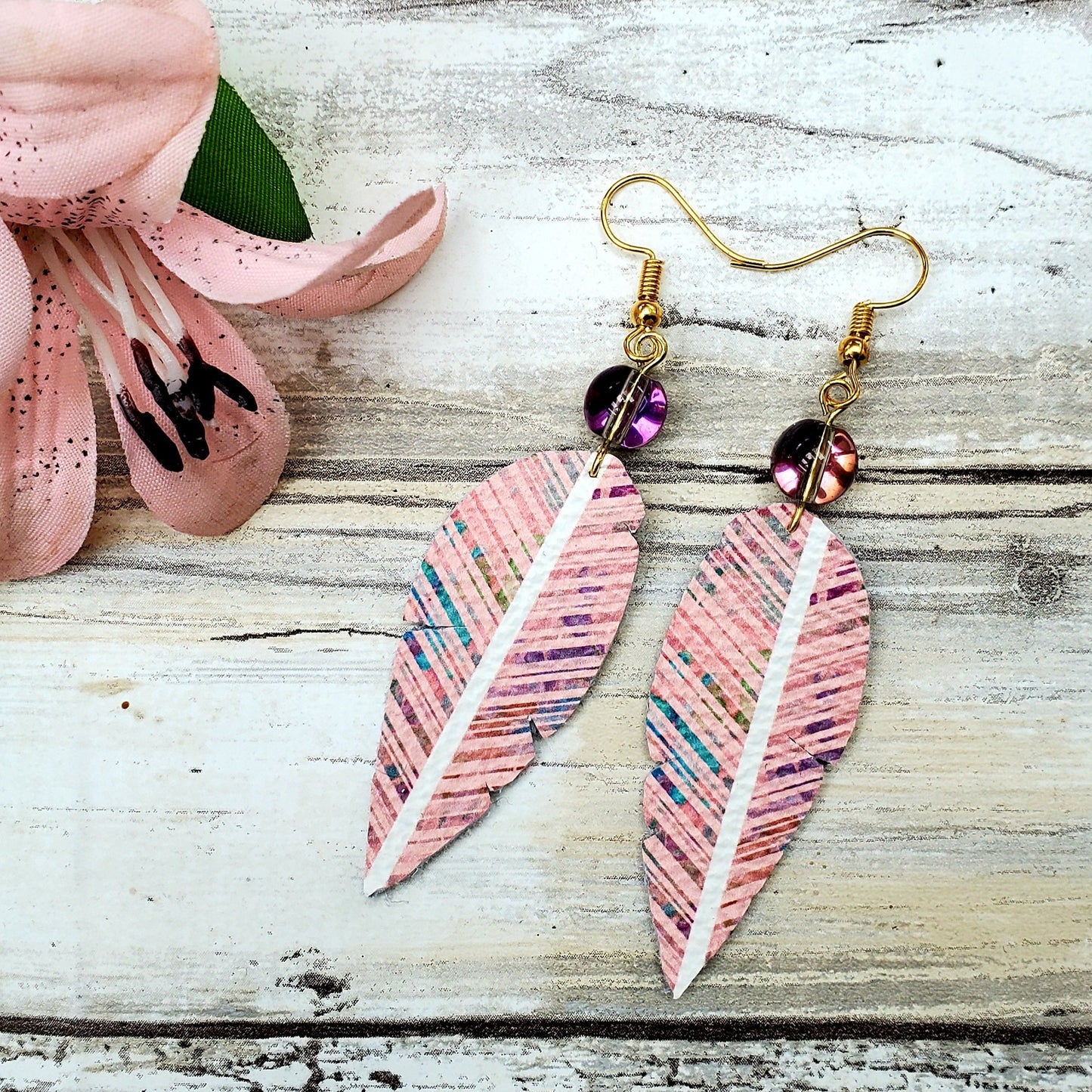 Ava - leather earrings - pink earrings