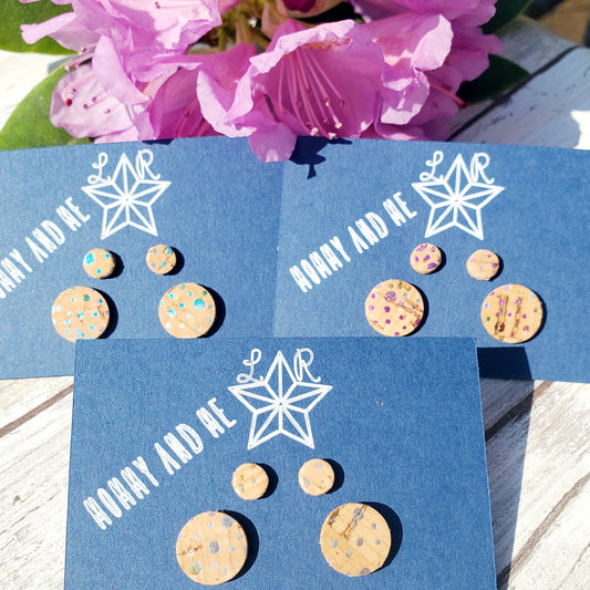 Mommy and Me Bubbles Lils - cork earring stud sets