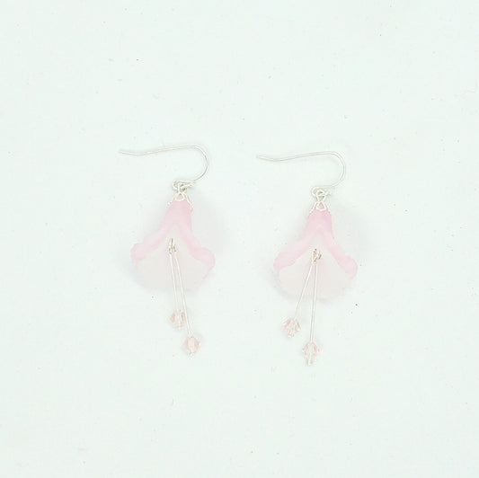 Delicate Flower Drops in pink or blue - beaded earrings