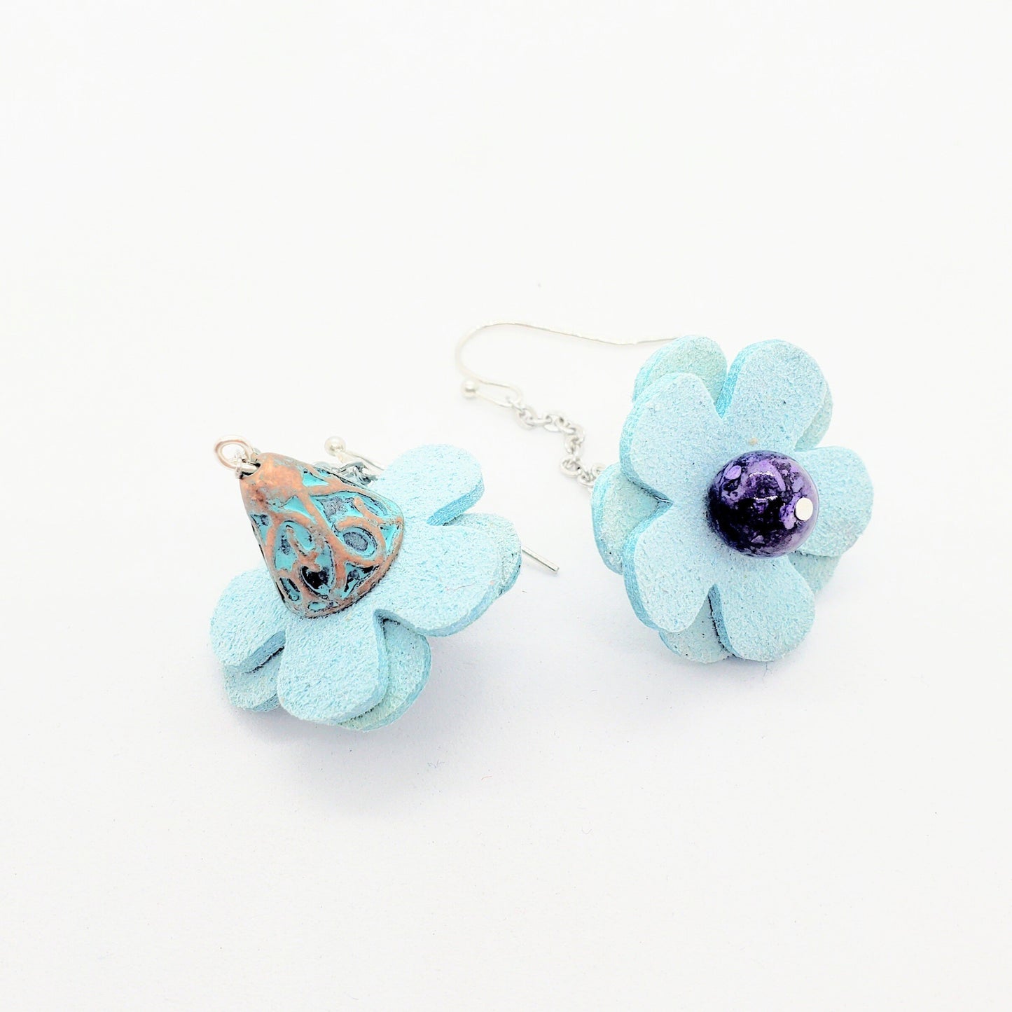 Esmerelda - leather earrings - floral earrings