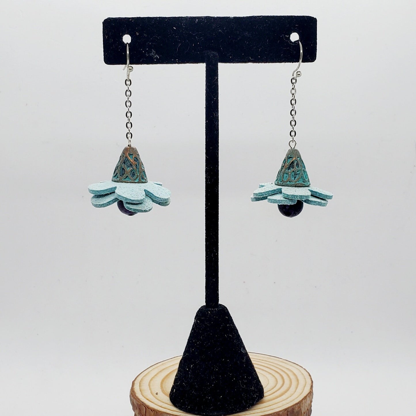 Esmerelda - leather earrings - floral earrings